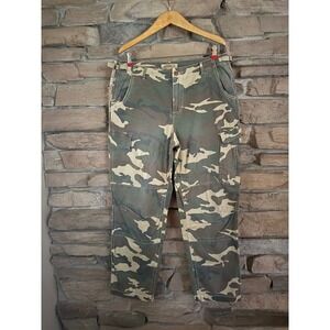 Stitch's Womens Camo Cargo Pants Large Adjustable Waist Cotton Utility Trousers
